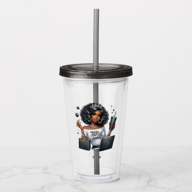 Vaso Acrílico Arte de Reina de la Creación Afroamericana Empoder (Anverso)