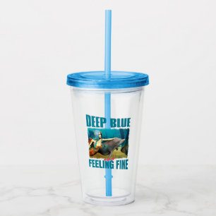 Vaso Acrílico Arte de sirena delfín azul profundo y sintiéndose 
