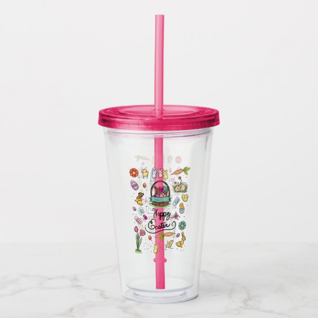 Vaso Acrílico Arte Feliz Pascua (Anverso)