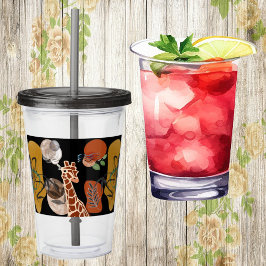 Vaso Acrílico Arte moderno Boho Bohemian Animals Giraffe Resumen