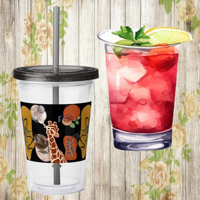 Vaso Acrílico Arte moderno Boho Bohemian Animals Giraffe Resumen (Modern Art Boho Bohemian Animals Giraffe Abstract Acrylic Tumbler)