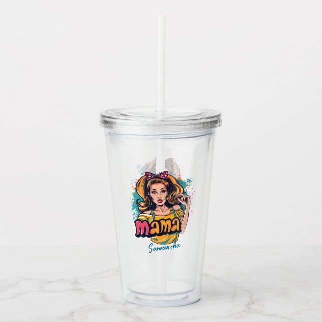 Vaso Acrílico Arte Retro Mama Pop Personalizado (10) (Anverso)