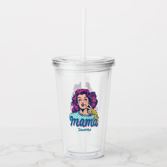 Vaso Acrílico Arte Retro Mama Pop Personalizado (11) (Anverso)
