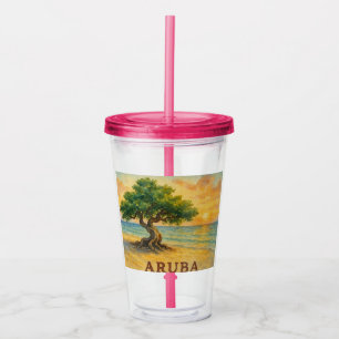 Vaso Acrílico Aruba Playa Eagle Divi Tree Hora Dorada