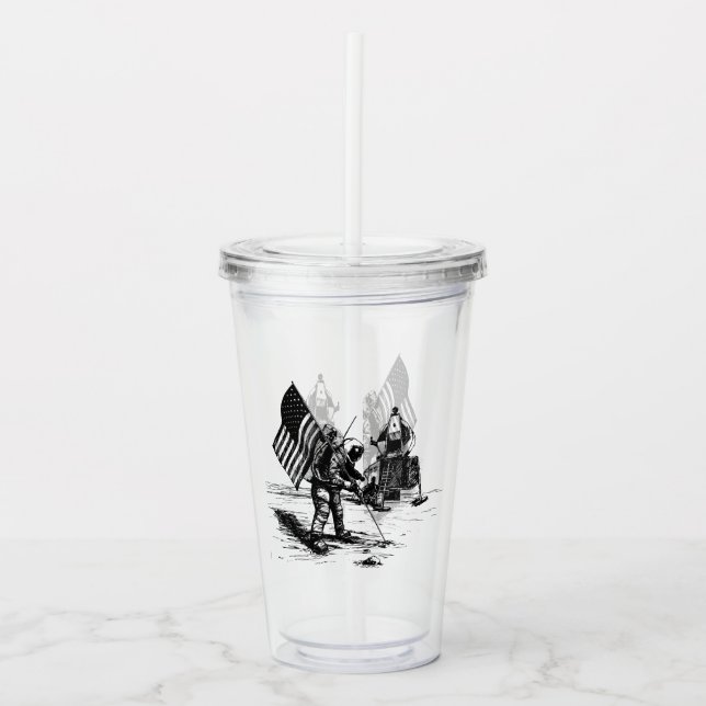 Vaso Acrílico Aterrizaje por luna (Anverso)