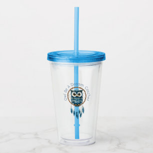 Vaso Acrílico Atrapasueños de búho azul