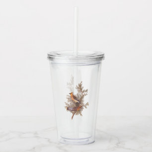 Vaso Acrílico Audubon Cedar Waxwing Songbirds en Juniper