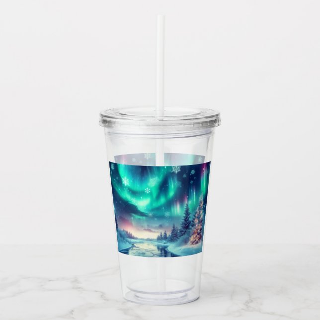 Vaso Acrílico aurora borealis/Navidades/invierno (Anverso)