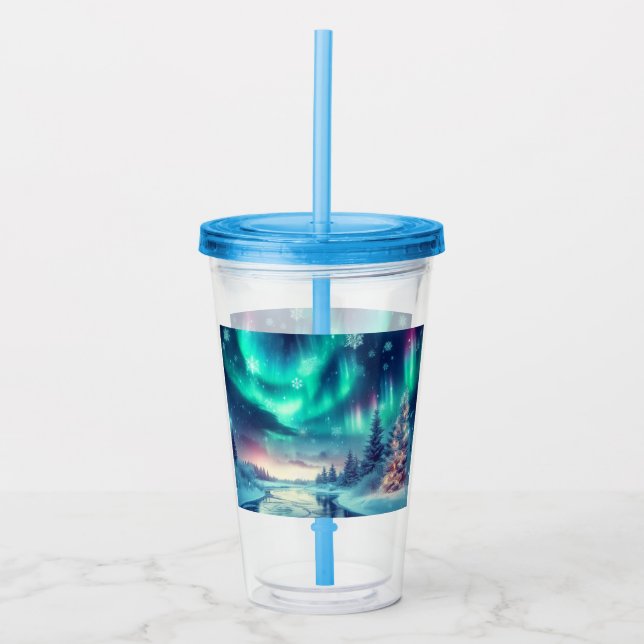Vaso Acrílico aurora borealis/Navidades/invierno (Anverso)