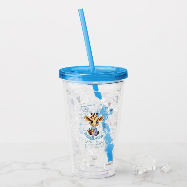 Vaso Acrílico Ausome Invierno – Jirafa Copo de Nieve Única  (Anverso (hielo))