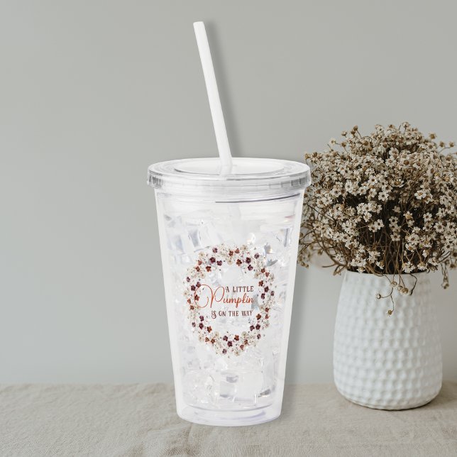 Vaso Acrílico Autumn Floral A Little Pumpkin Baby Shower (Subido por el creador)