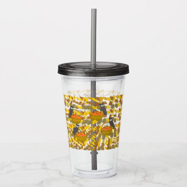 Vaso Acrílico Autumn Pumpkin Pattern Reusable Acrylic Tumbler (Anverso)
