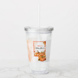 Vaso Acrílico Autumn Squash Watercolor Baby Shower Themed