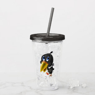 Vaso Acrílico Ave con Tumbler Acrílico de Regalo Cardíaco