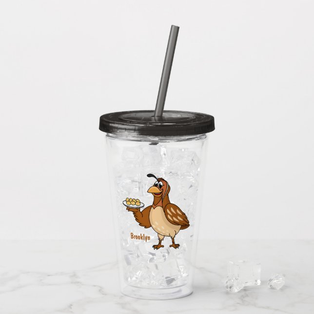 Vaso Acrílico Ave feliz con personalizado de huevos (Reverso (hielo))