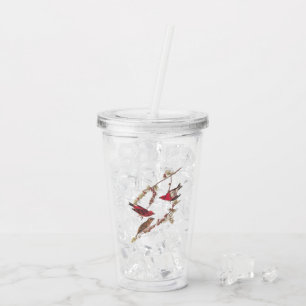 Vaso Acrílico Aves rojas fincas moradas de Audubon en el árbol d