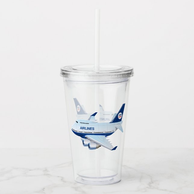 Vaso Acrílico avión personalizado (Anverso)