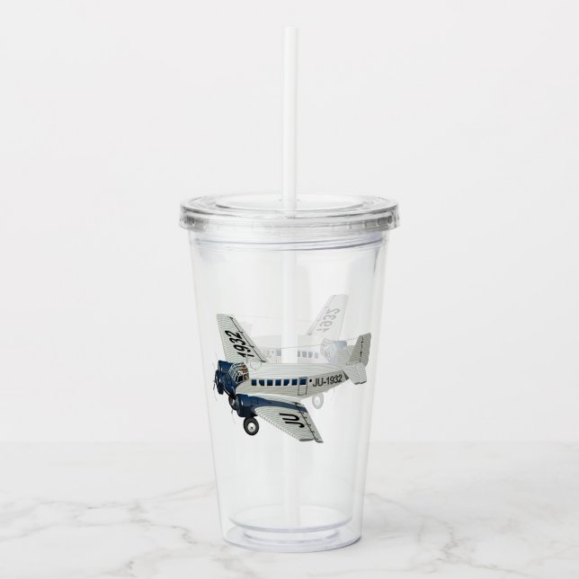Vaso Acrílico avión retro personalizado (Anverso)