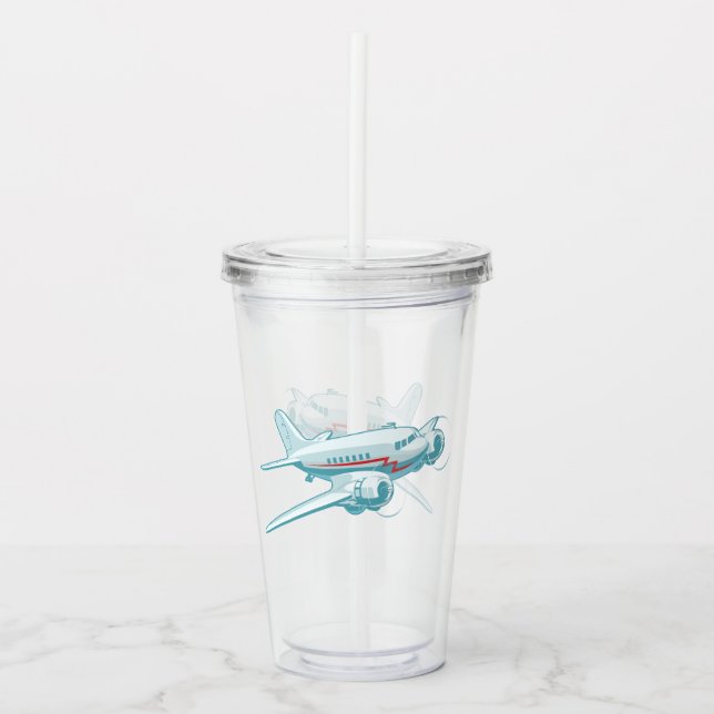Vaso Acrílico avión retro personalizado (Anverso)