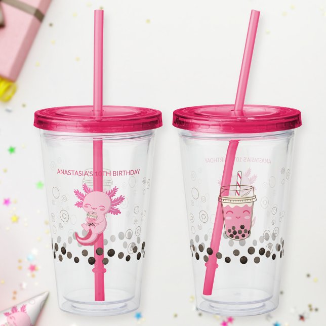 Vaso Acrílico Axolotl Boba Tea (Subido por el creador)