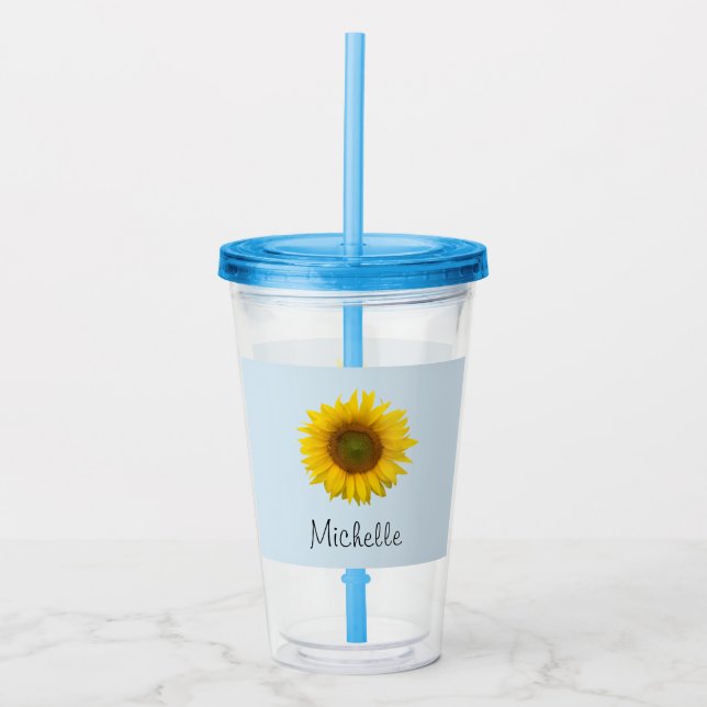 Vaso Acrílico Azul floral del girasol cutáneo (Anverso)