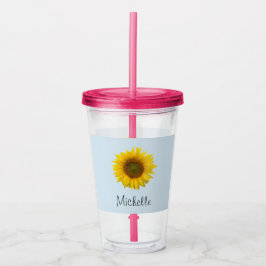 Vaso Acrílico Azul floral del girasol cutáneo