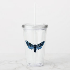 Vaso Acrílico Azul Marino Mariposa Nocturna Vintage