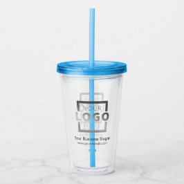 Vaso Acrílico Azul promocional de la empresa con logotipo comerc