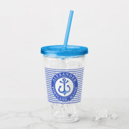 Vaso Acrílico Azules marinos náuticos del ancla personalizados