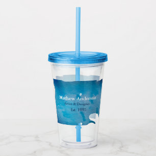 Vaso Acrílico Azules rústicos de color azul textura de jeans aña