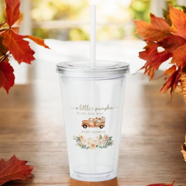 Vaso Acrílico Baby Shower neutral Naranja del camión de la caída (Subido por el creador)