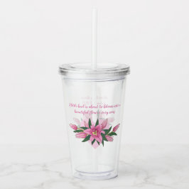 Vaso Acrílico Baby Shower Pink Blooming Lilies