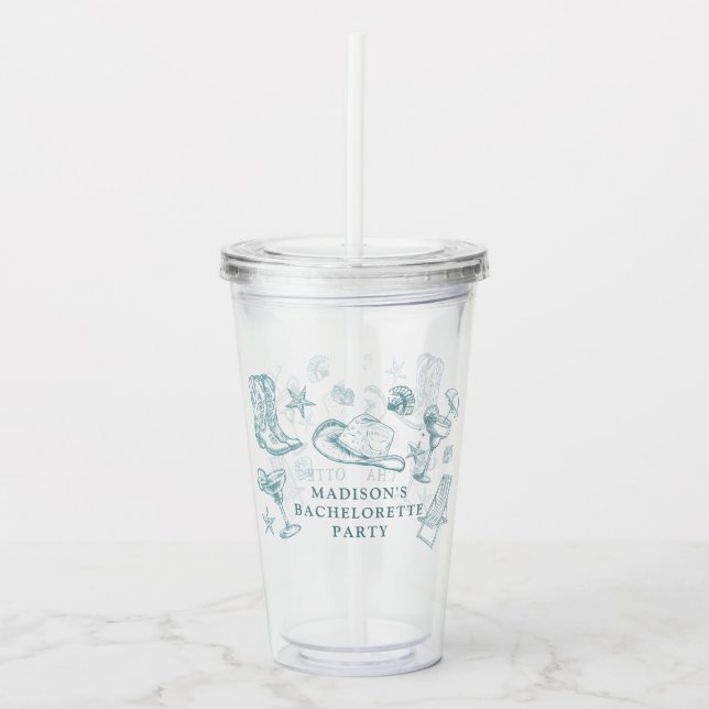 Vaso Acrílico Bachelorette Coastal Cowgirl (Anverso)