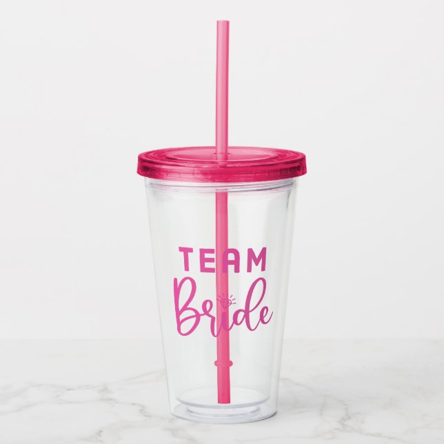 Vaso Acrílico Bachelorette de Novia de equipo moderno (Anverso)