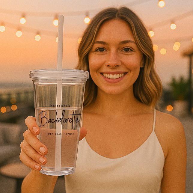 Vaso Acrílico Bachelorette | Moderna dama de honor Minimalista (Subido por el creador)