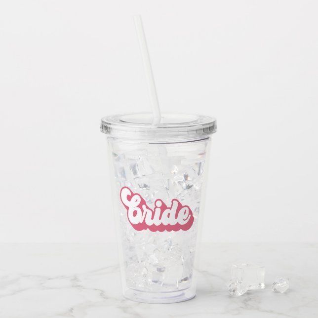 Vaso Acrílico Bachillerato retro de novia rosa (Anverso (hielo))