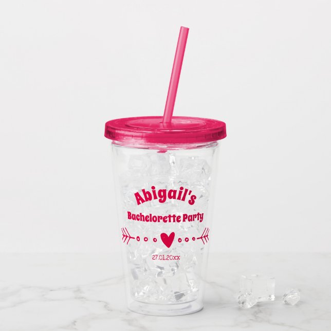 Vaso Acrílico Bachillerato Rosado Personalizado / Fiesta de Novi (Reverso (hielo))