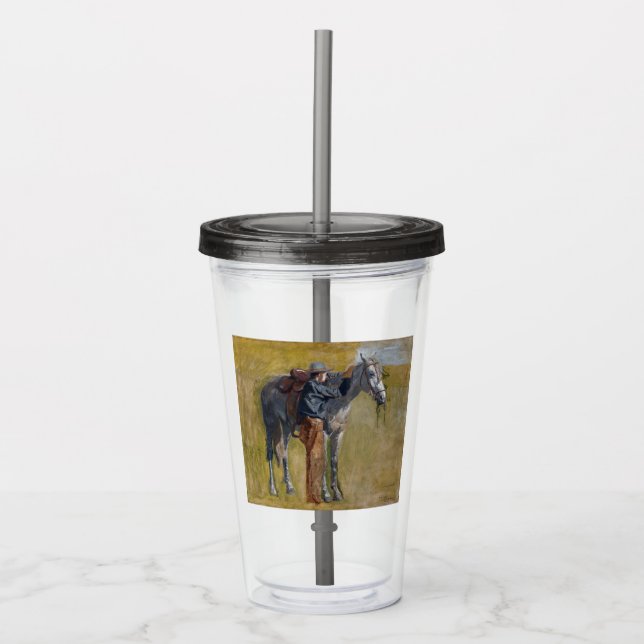 Vaso Acrílico Badlands estadounidenses: Vaquero del viejo oeste  (Anverso)