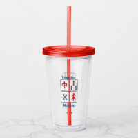 Baldosas de juego Mahjong diseño Tumbler acrílico