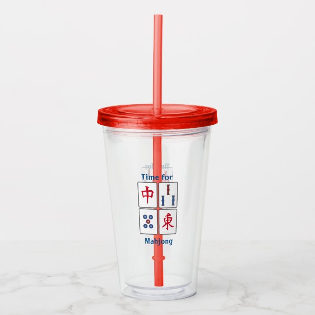 Vaso Acrílico Baldosas de juego Mahjong diseño Tumbler acrílico (Anverso)