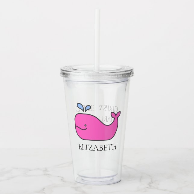 Vaso Acrílico Ballena rosada preferida personalizada (Anverso)