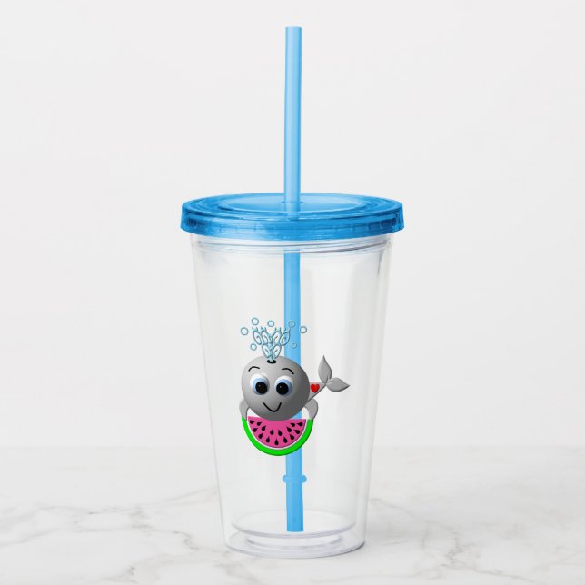 Vaso Acrílico Ballena y Sandía Lindos (Anverso)