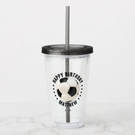 Vaso Acrílico Balón de Fútbol Feliz Cumpleaños Nombre
