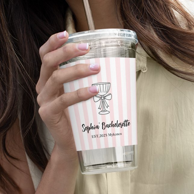 Vaso Acrílico Bandas rosadas de Bachelorette | Regalo personaliz (Subido por el creador)