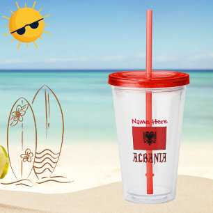 Vaso Acrílico Bandera albanesa personalización roja Albania