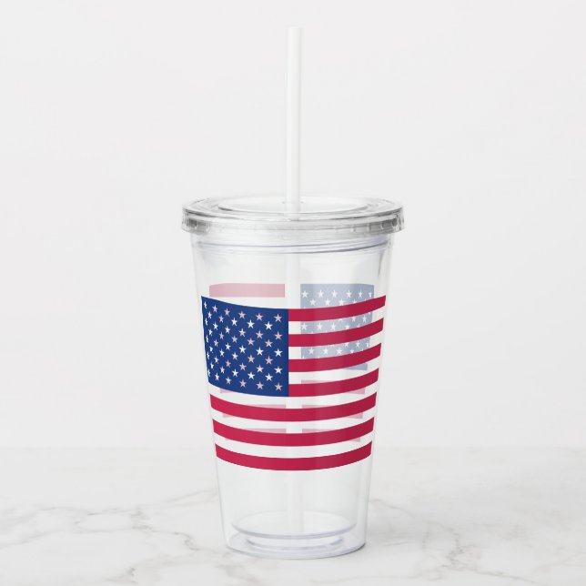 Vaso Acrílico Bandera americana patriótica de los E.E.U.U. (Anverso)