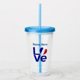 Vaso Acrílico Bandera antirreflectante del amor azul francés per