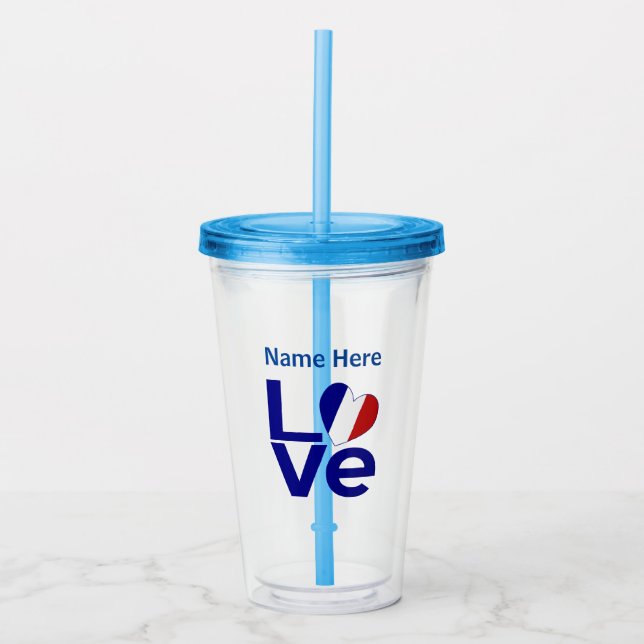 Vaso Acrílico Bandera antirreflectante del amor azul francés per (Anverso)