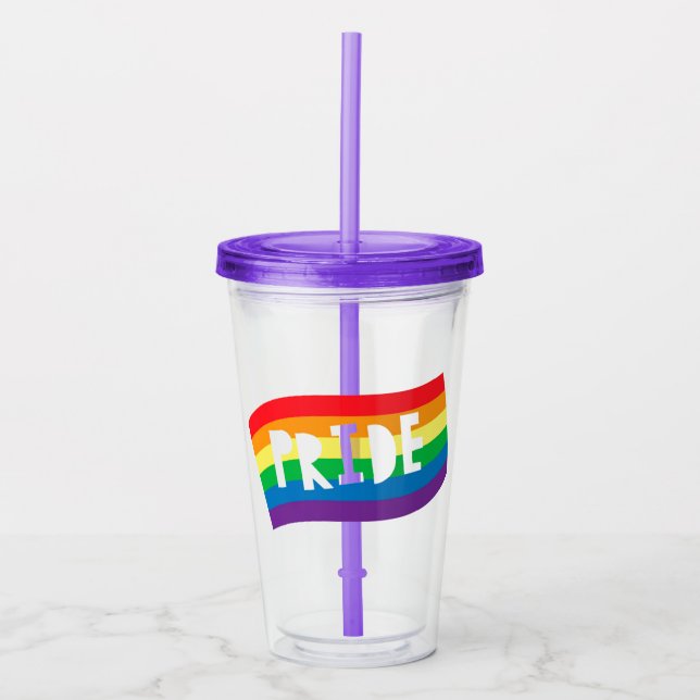 Vaso Acrílico Bandera arco iris del orgullo (Anverso)