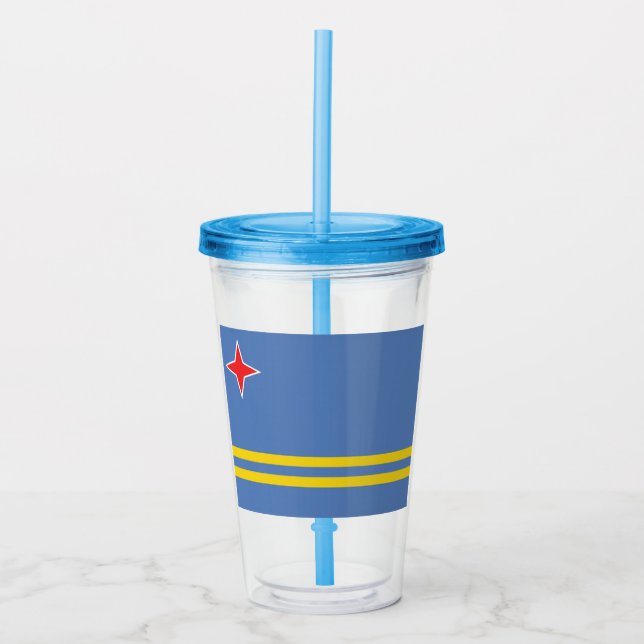 Vaso Acrílico Bandera de Aruba (Anverso)